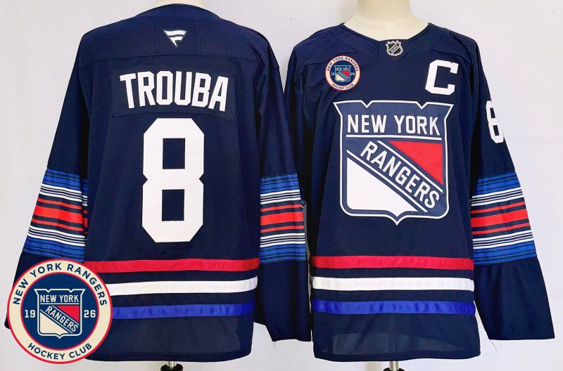 Men New York Rangers #8 Trouba Blue Fanatics 2025 NHL Jersey style 2